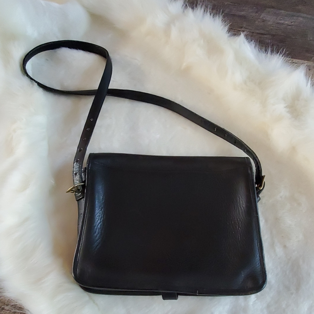 Vintage black leather Coach crossbody bags purse Y2K - Picture 2 of 8